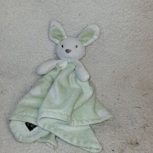 Blankets & Beyond Bunny Lovey Security Blanket Green White Polka Dot Plush Baby